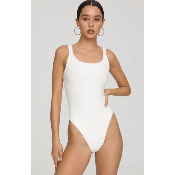 Good American Tops - NWT Good American Ribbed Scoop Back Bodysuit in Ivory White Size 2XL